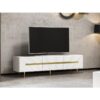 Beyaz Altın Çizgili 180 cm TV Sehpası