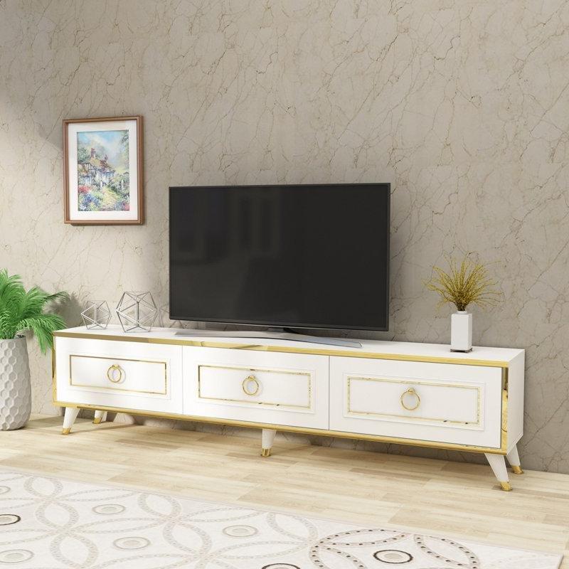 Beyaz Altın Detaylı TV Ünitesi 180x45x29 cm – 79366 Beyaz Altın Detaylı TV Ünitesi 180x45x29 cm – 79366