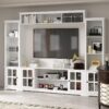 Beyaz Camlı Kitaplıklı 200 cm TV Ünitesi Beyaz Camlı Kitaplıklı 200 cm TV Ünitesi