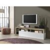 Beyaz Lake ve Meşe Ahşap Modern TV Sehpası 184 cm