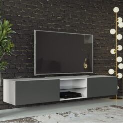 Cam Malzemeli Duvara Monte TV Ünitesi 180x40x30 cm – 78424