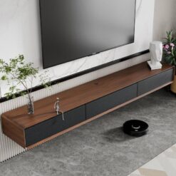 Ceviz Rengi Endüstriyel Ahşap Duvara Monte TV Ünitesi 200x25x25 cm – 78385