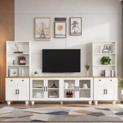 Çiftli Tasarımlı Endüstriyel Ahşap Dolaplı TV Ünitesi 280 cm – 78742