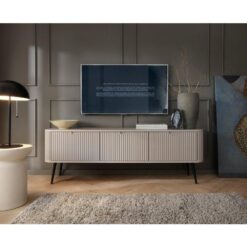 Çizgili Kaşmir Beyaz Metal Ayaklı TV Ünitesi 168 cm