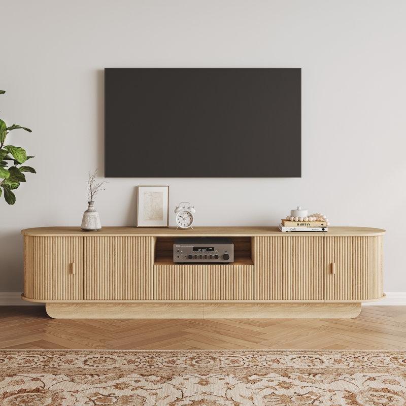 Dalga Desenli Açık Ahşap TV Ünitesi 220 cm Dalga Desenli Açık Ahşap TV Ünitesi 220 cm