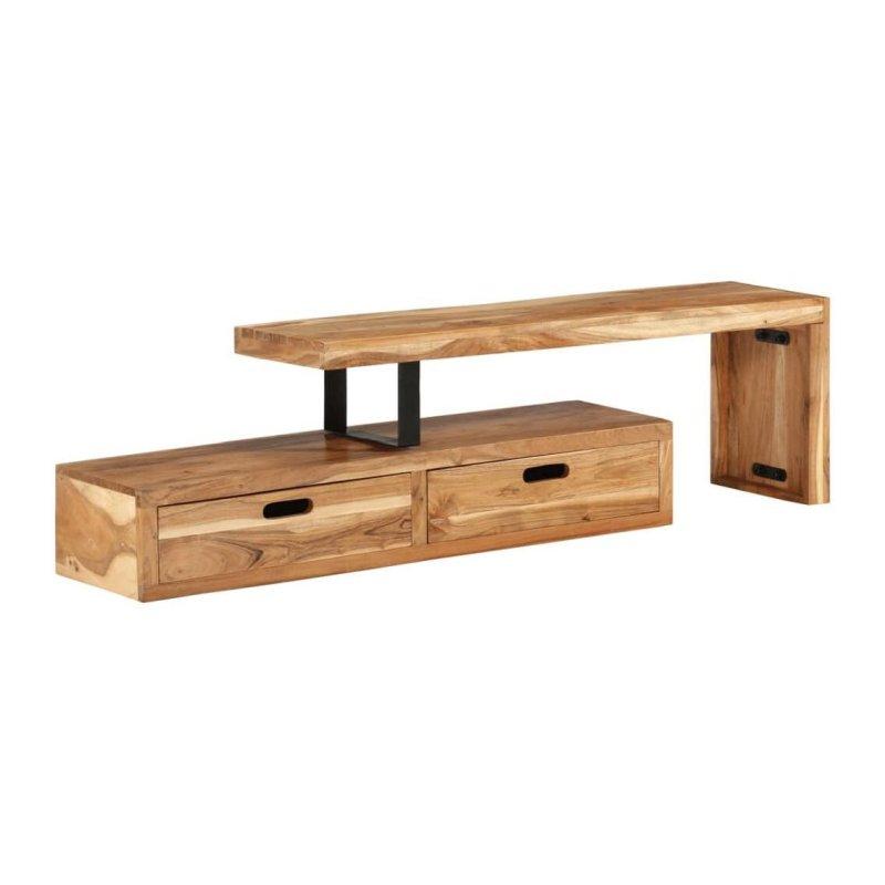 Doğal Ahşap Çizgisel TV Sehpası 112 cm Doğal Ahşap Çizgisel TV Sehpası 112 cm