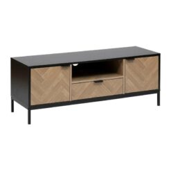 Doğal Meşe ve Siyah Desenli TV Ünitesi 120 cm