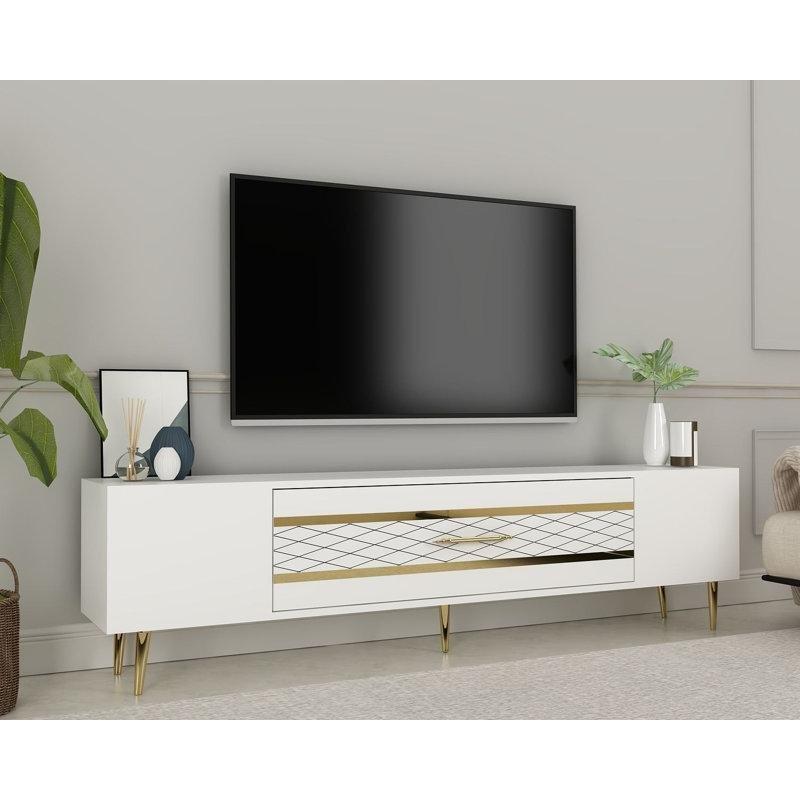 Efes Mermer Desenli Altın Detaylı TV Ünitesi 150×48 cm – 79288 Efes Mermer Desenli Altın Detaylı TV Ünitesi 150×48 cm – 79288