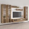 Endüstriyel Ahşap 70 İnç TV İçin Parlak Kapaklı Dolaplı TV Ünitesi 173x310x41 cm – 78730