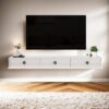 Endüstriyel Ahşap Beyaz Parlak Duvara Monte TV Ünitesi 188x28x28 cm – 78469 Endüstriyel Ahşap Beyaz Parlak Duvara Monte TV Ünitesi 188x28x28 cm – 78469