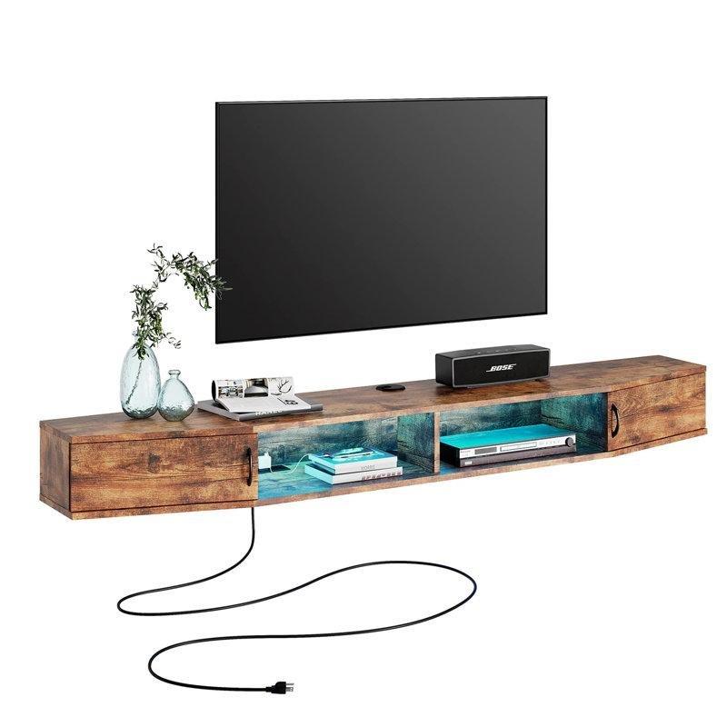 Endüstriyel Ahşap İki Katlı Duvara Monte TV Ünitesi 178x20x18 cm – 78526 Endüstriyel Ahşap İki Katlı Duvara Monte TV Ünitesi 178x20x18 cm – 78526
