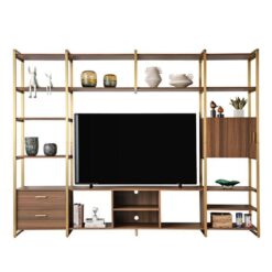Endüstriyel Ahşap ve Metal Kombinli 215×280 cm TV Ünitesi – 79417