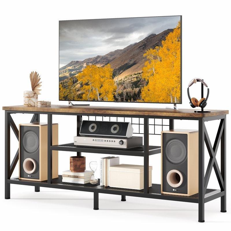 Endüstriyel Metal Çerçeveli 152 cm Geniş TV Ünitesi ve Depolama Konsolu – 78562 Endüstriyel Metal Çerçeveli 152 cm Geniş TV Ünitesi ve Depolama Konsolu – 78562