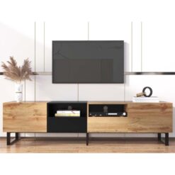 Endüstriyel Tasarım Ahşap 190 cm TV Sehpası