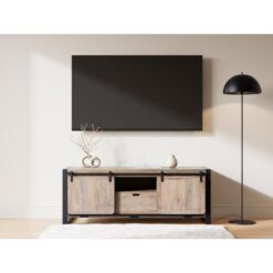 Endüstriyel Tasarım Ahşap Metal TV Sehpası 150 cm