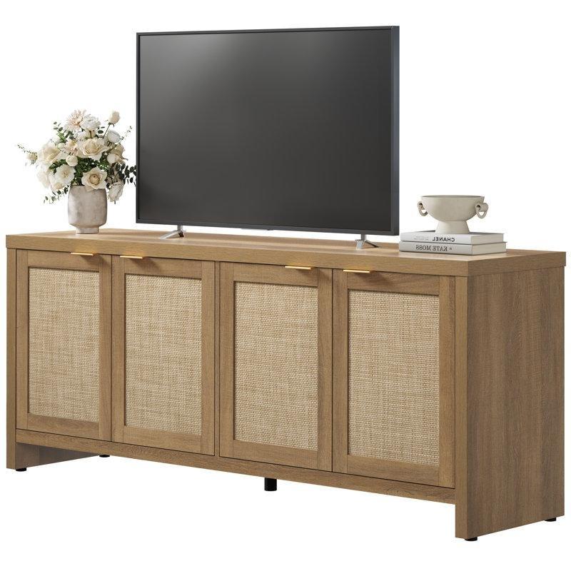 Hasırlı Dört Bölmeli Bohem TV Ünitesi 156x40x64 cm Hasırlı Dört Bölmeli Bohem TV Ünitesi 156x40x64 cm