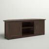 Koyu Kahverengi Endüstriyel Ahşap 65 İnç Köşe TV Ünitesi
