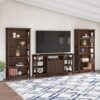 Koyu Kahverengi Endüstriyel Ahşap Kitaplıklı TV Ünitesi 152x43x180 cm