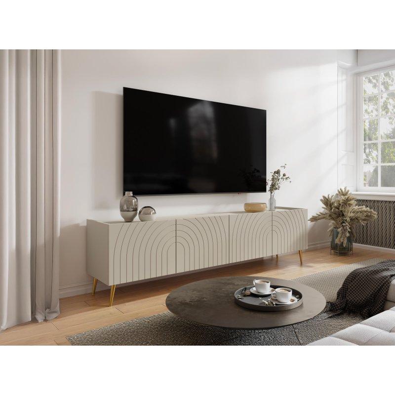 Krem Renkli Çizgili 180 cm TV Sehpası Krem Renkli Çizgili 180 cm TV Sehpası