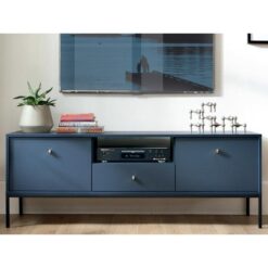 Lacivert Endüstriyel Metal Çerçeveli TV Sehpası 154 cm