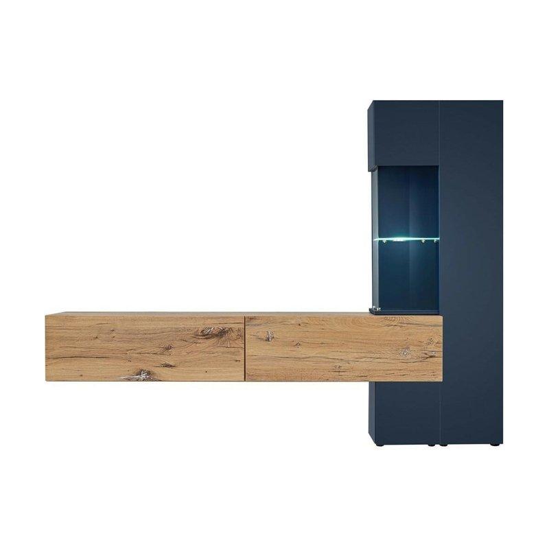 Lacivert ve Meşe Detaylı Modern TV Ünitesi 210 cm Lacivert ve Meşe Detaylı Modern TV Ünitesi 210 cm
