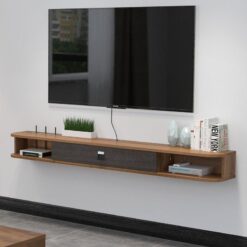 Masif Ahşap Duvara Monte TV Ünitesi 70 İnç Uyumlu 24×16 cm – 78499