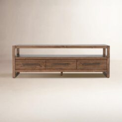 Masif Çam Ağacı TV Ünitesi 169 cm Açık Ceviz Rengi – 78298