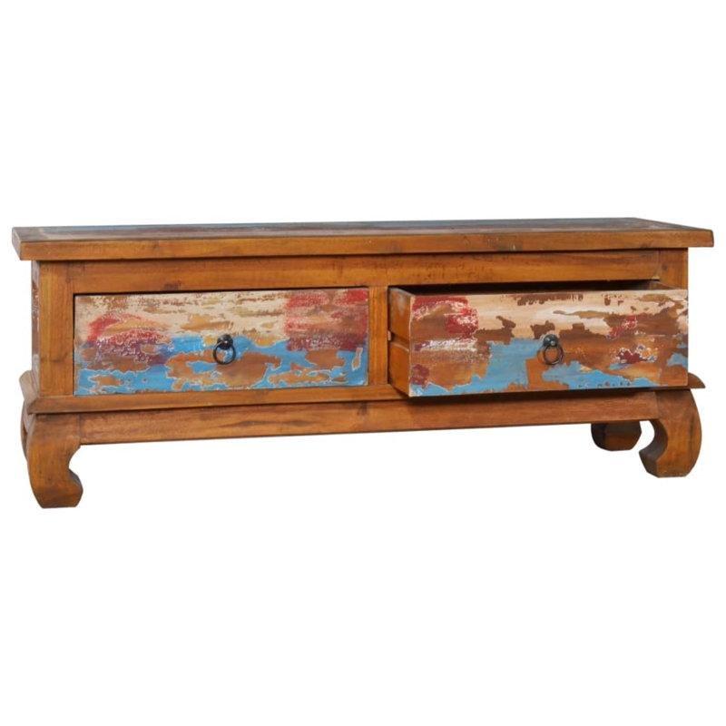 Masif Teak Ahşap Bohem TV Ünitesi 120 cm Renkli Desenli Pençe Ayaklı Masif Teak Ahşap Bohem TV Ünitesi 120 cm Renkli Desenli Pençe Ayaklı