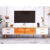 Mermer Desenli Beyaz Altın Detaylı Modern TV Sehpası 170 cm
