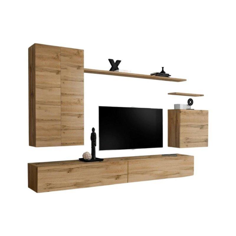 Meşe Ahşap Endüstriyel Duvar TV Ünitesi 270 cm Meşe Ahşap Endüstriyel Duvar TV Ünitesi 270 cm