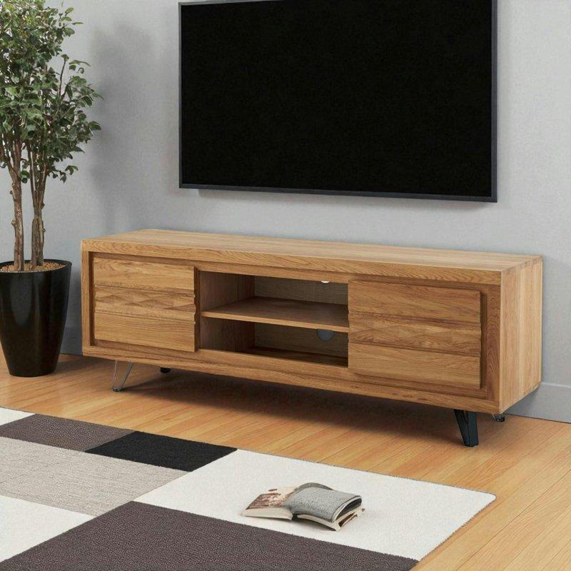 Meşe Ahşap Kaplamalı Modern TV Sehpası 160 cm Meşe Ahşap Kaplamalı Modern TV Sehpası 160 cm