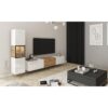 Modern Ahşap Detaylı Beyaz Mat TV Ünitesi 180 cm