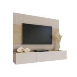 Modern Bej Renkli Endüstriyel Ahşap TV Ünitesi 180 cm