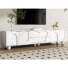 Modern Beyaz Ahşap Ayaklı 180 cm TV Sehpası Modern Beyaz Ahşap Ayaklı 180 cm TV Sehpası