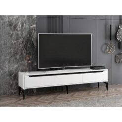 Modern Beyaz Çizgili 180 cm TV Sehpası