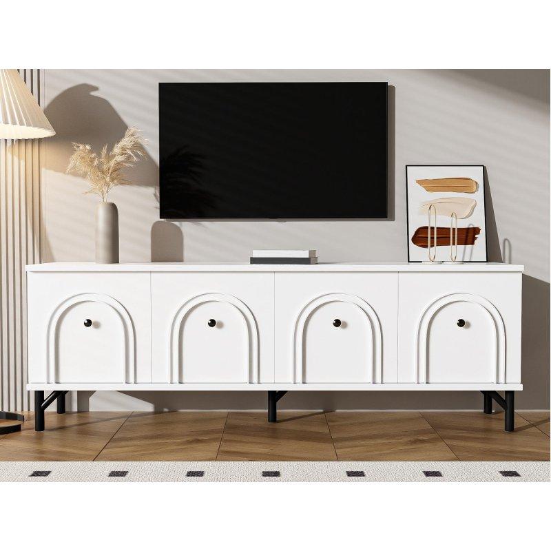 Modern Beyaz Kavisli 160 cm TV Sehpası Modern Beyaz Kavisli 160 cm TV Sehpası
