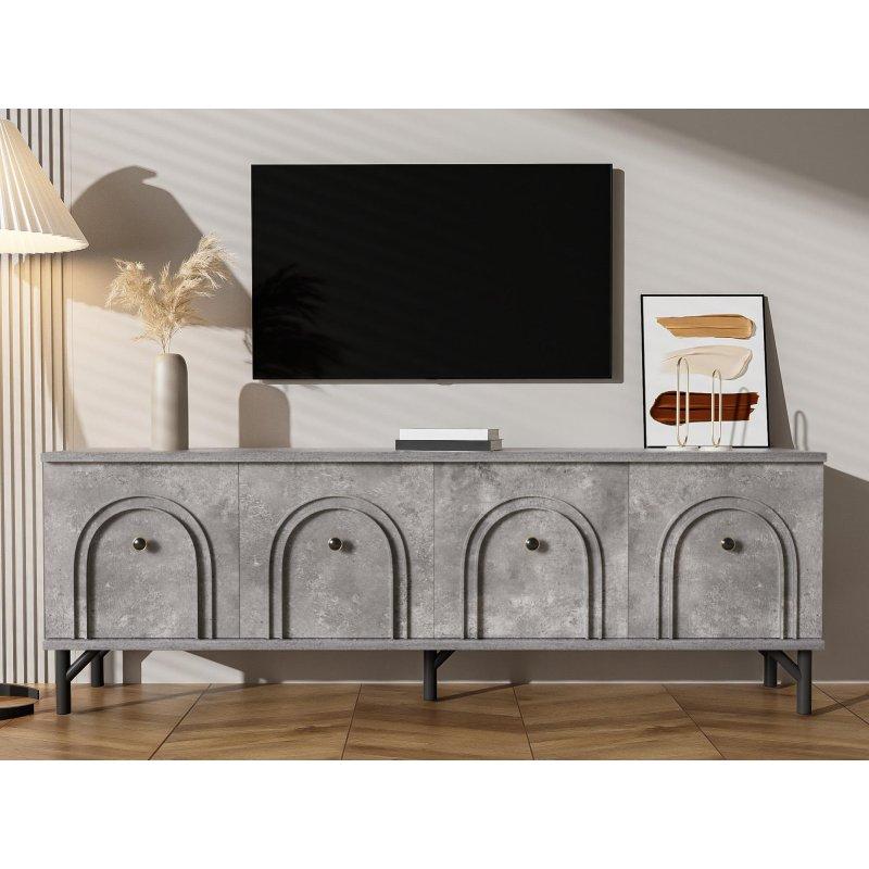Modern Gri Kavisli 160 cm TV Sehpası Modern Gri Kavisli 160 cm TV Sehpası