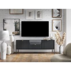 Modern Siyah Çizgili 154 cm TV Sehpası