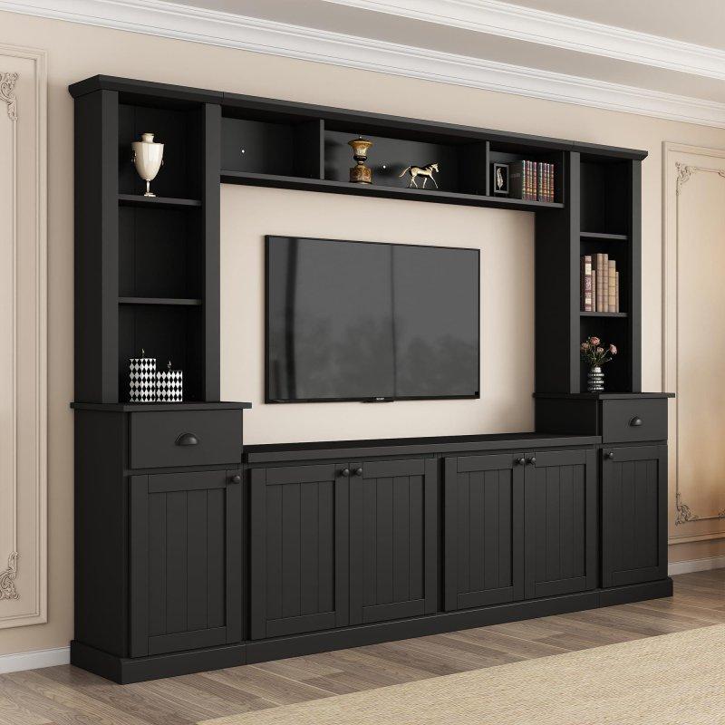 Modern Siyah Endüstriyel Ahşap TV Ünitesi 262 cm