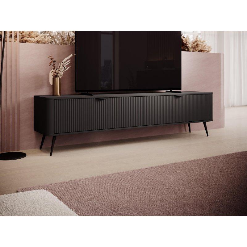 Modern Siyah MDF 200 cm TV Sehpası Modern Siyah MDF 200 cm TV Sehpası