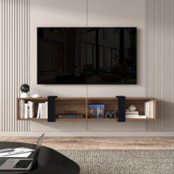 Modern Tasarımlı Endüstriyel Ahşap Duvara Monte TV Ünitesi 180x30x30 cm – 78445