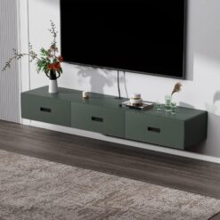 Modern Yeşil Duvara Monte TV Ünitesi 160 cm Üç Çekmeceli – 78346