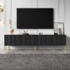 Siyah Altın Ayaklı Modern TV Sehpası 190 cm