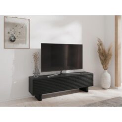 Siyah Çizgili Endüstriyel Ahşap TV Sehpası 150 cm