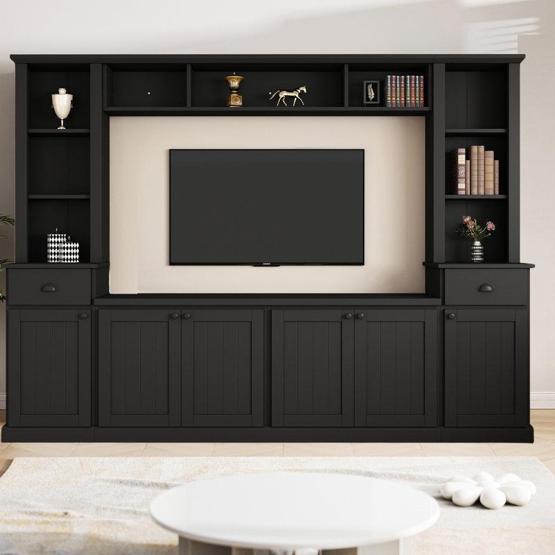 Siyah Endüstriyel Ahşap Kitaplıklı 195 cm TV Ünitesi Siyah Endüstriyel Ahşap Kitaplıklı 195 cm TV Ünitesi