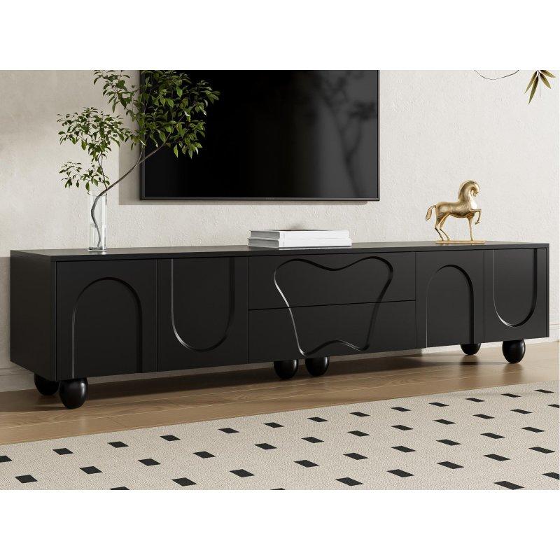 Siyah Mat Endüstriyel Ahşap TV Ünitesi 180 cm Siyah Mat Endüstriyel Ahşap TV Ünitesi 180 cm