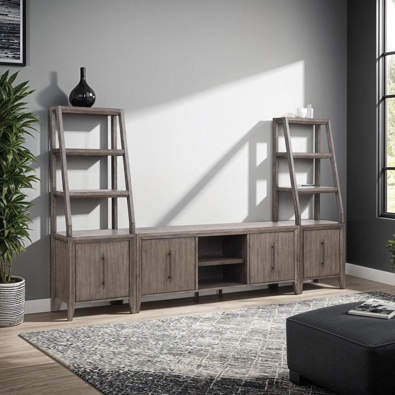 Üç Parçalı Füme Gri Rustik TV Ünitesi 183x305x46 cm – 79228 Üç Parçalı Füme Gri Rustik TV Ünitesi 183x305x46 cm – 79228