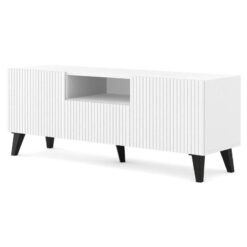 150 cm Beyaz Mat ve Siyah Endüstriyel Ahşap TV Ünitesi Ravenna – 80506