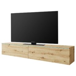 Açık Ahşap Renkli 180 cm TV Ünitesi LED Aydınlatmalı – 80662