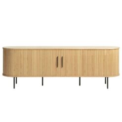 Açık Ahşap Renkli 180 cm TV Ünitesi Siyah Metal Ayaklı – 80668